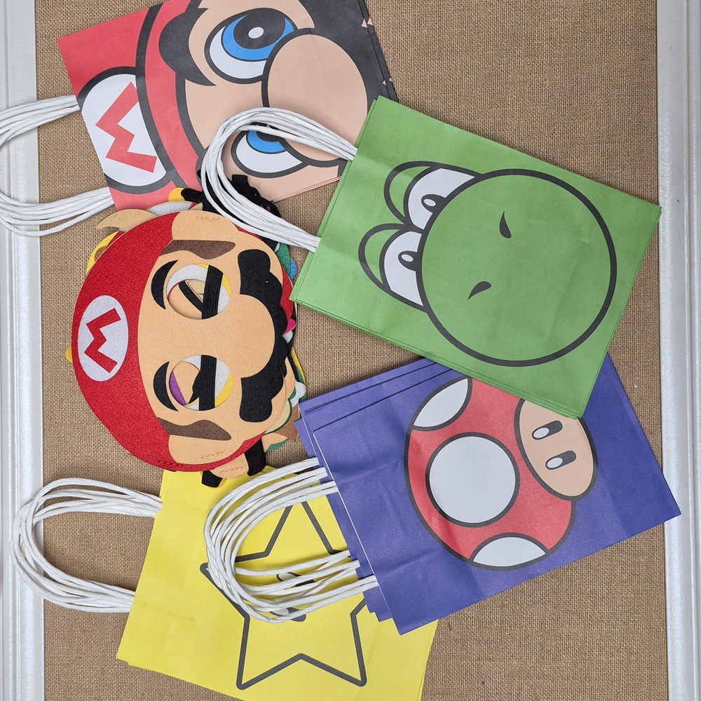 Mario Birthday Party Favors 28PCS ▪ BONUS: 52pcs Valentine's Day Cards Keychains
